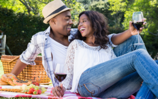 Picture of a couple on picnic in one of the parks in Fredericksburg, TX.